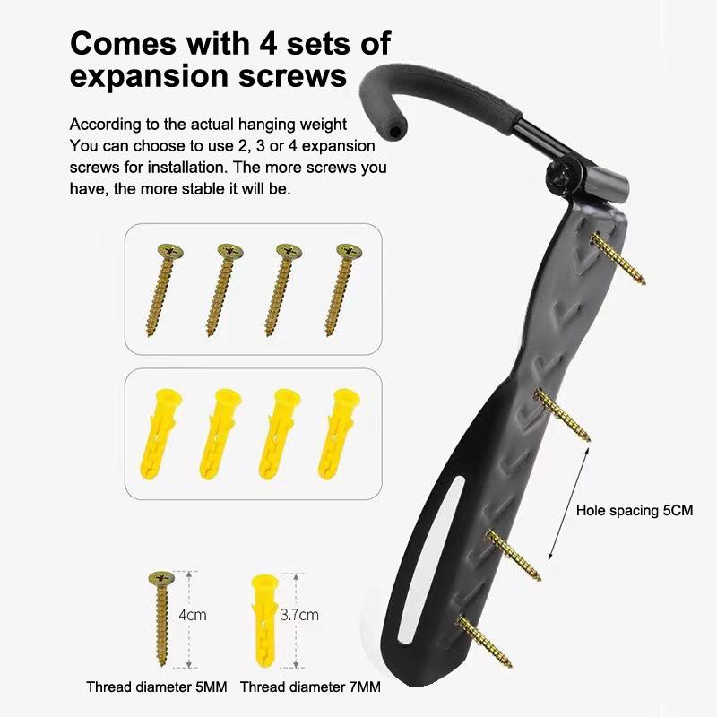 1Pcs Bike Stand Wall Mount Bicycle Holder Mountain Bike Rack Stands Storage Hanger Hook Mounted Rack Stand Steel Black