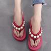 Summer Pearl Flip-flops for Women Thick Bottom Non-slip Sandals Female Clip-on Slippers Lightweight Solid Colour Beach Shoes