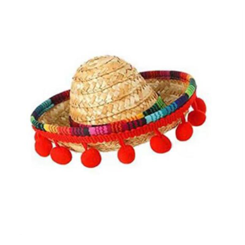 Pet Theme Party Mini Straw Hat Mexican Hat Holiday Cat Puppy Colorful Mini Hat Sombrero Beach Hawaii Style Sun Hat Pet Supplies