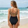 Bikini-Set für Schwangere, High-Waist-Unterteil Leo-Print-Oberteil, Weiche elastische stützende Bademode zum Schwimmen