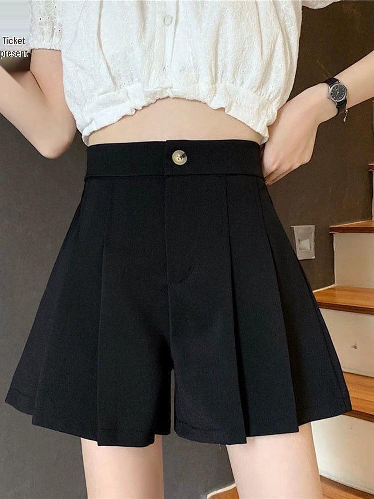 2024 Summer Women's High-Waisted A-Line Pleated Culottes