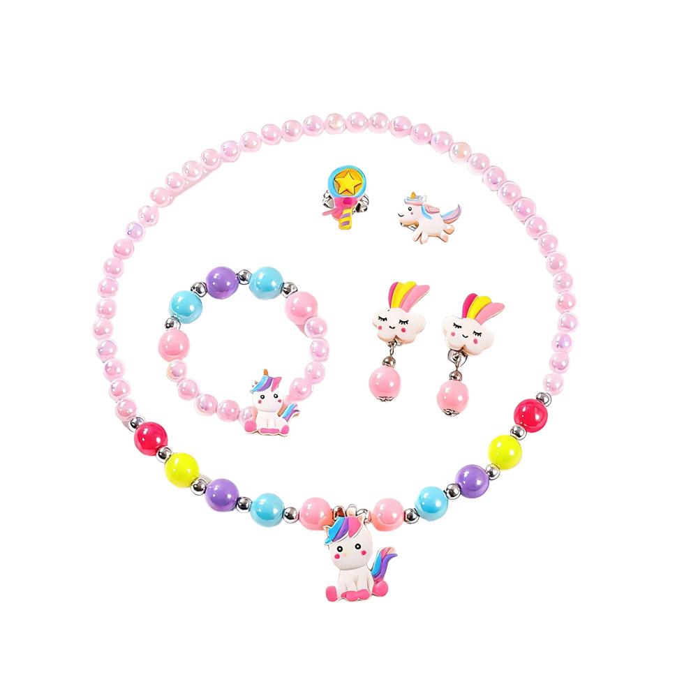 Children's Unicorn Beaded Necklace & Ring Set - DIY Jewelry for Girls