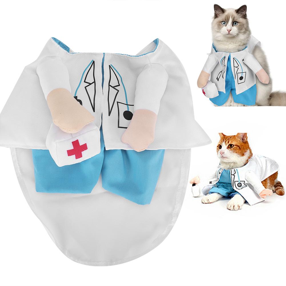 Mini Cute Funny Cat Clothes Doctor Suit Dressing Up Costume Clothing Pet Supplies(White Type 4)