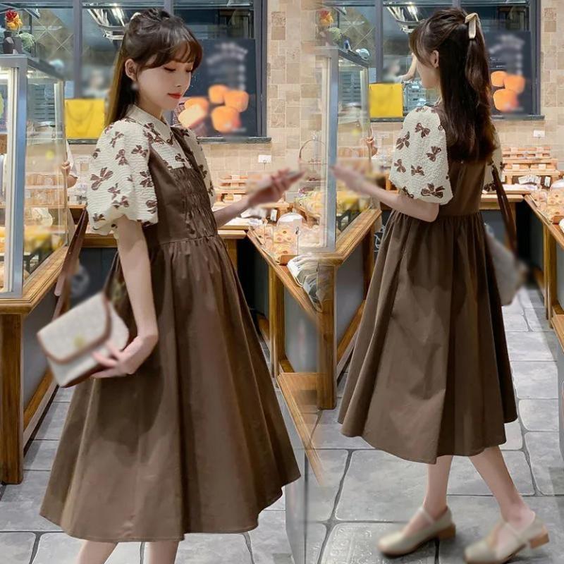 Summer Forest Style Dress Pregnant Women's Dress Women's Loose Fit Dress Cute and Gentle Knee Length Long Skirt