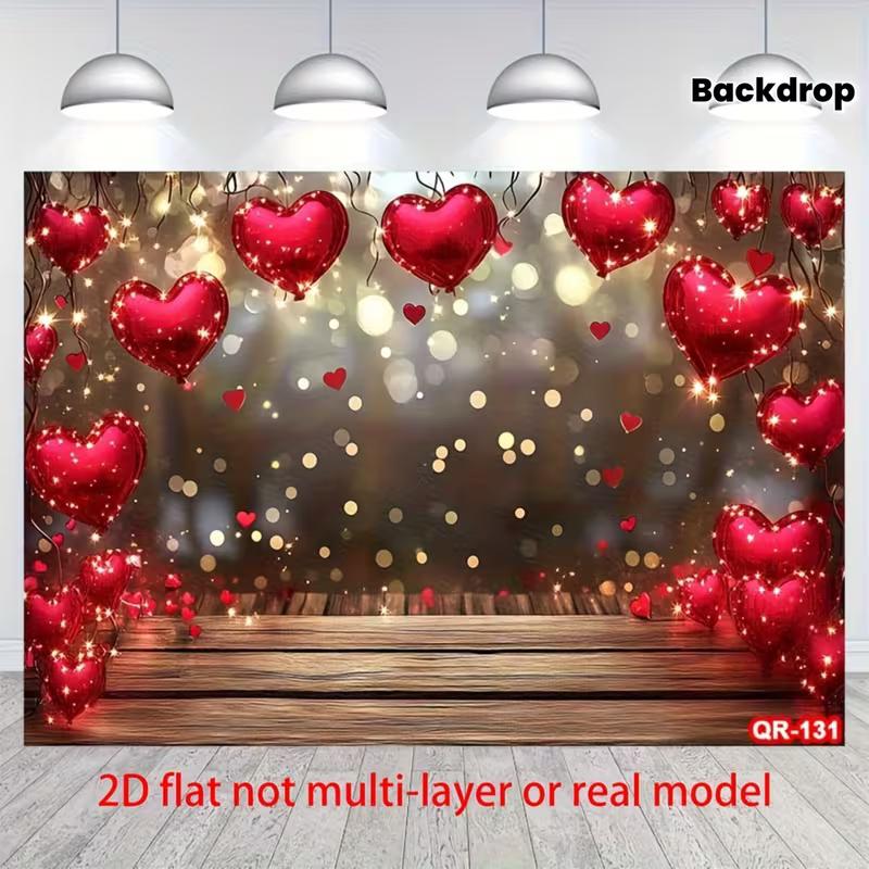 

2D Valentines Red Heart Balloon Bokeh Backdrop Party Background 47.2x31.5inch/120*80cm