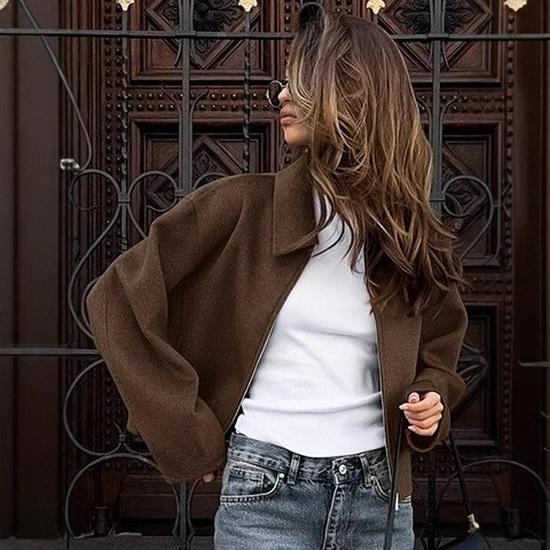 2025 European & American Women's Vintage Solid Color Lapel Short Jacket