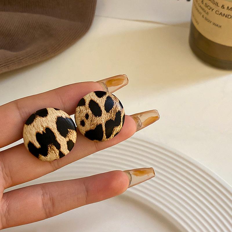 Silbernadel Leopard Herz Schleife Geometrische Hängeohrringe - Trendiger koreanischer Stil für Frauen