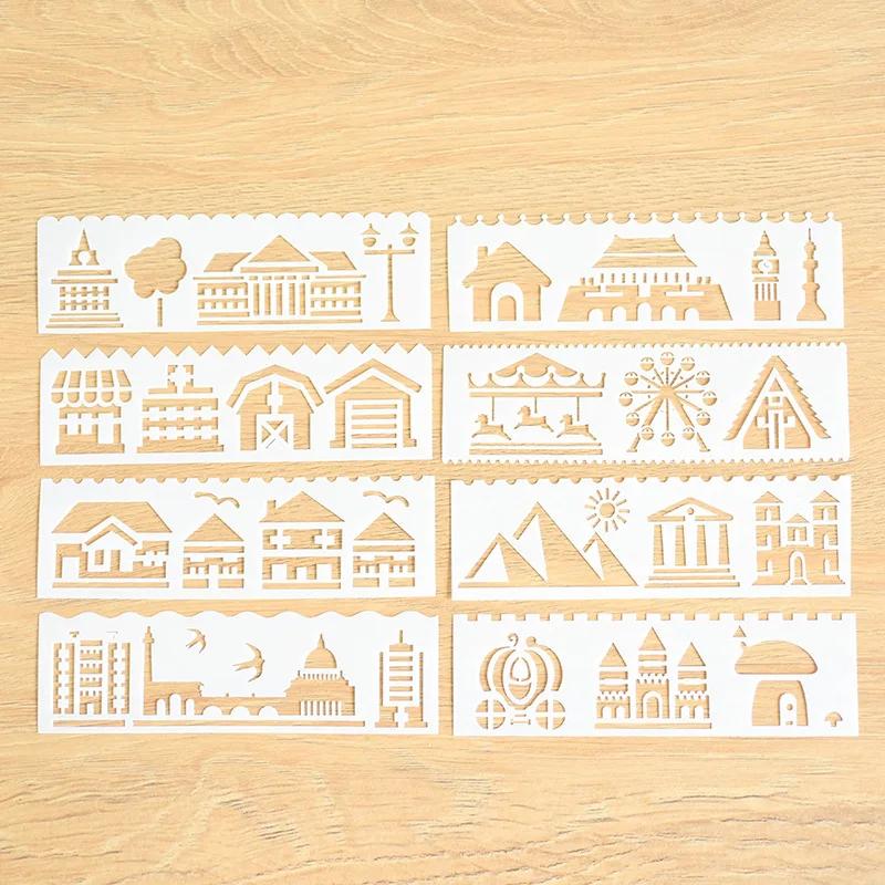 Fromthenon 8-teiliges Set Zahlen Buchstaben Pflanzen Malvorlage Prägung Do-It-Yourself Journal Vorlage Schablonen Für Scrapbooking Planer