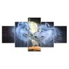 Wolf Family Full Moon Night 5 Piece Five Panel Wall Canvas Print Modern Poster Pictures Home Decor Gift For Him For Her