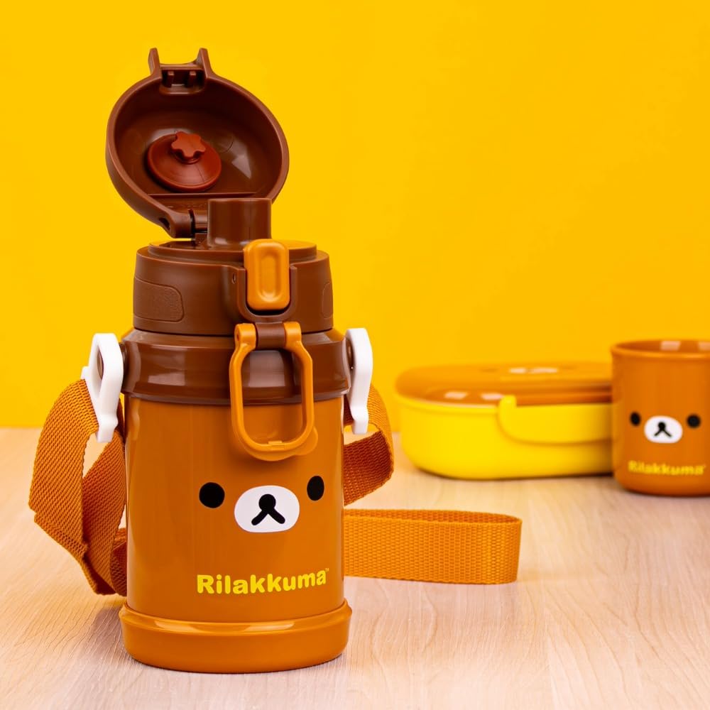 OSK Direct Stainless Steel Bottle for cold drinks with shoulder Rilakkuma RIF water direct 450ml, only, strap, one-push design, bottle, drinking,