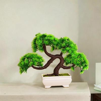 Artificial Bonsai Tree, Fake Plant In Pot, Desk Display Faux Potted House Plants Ornament for