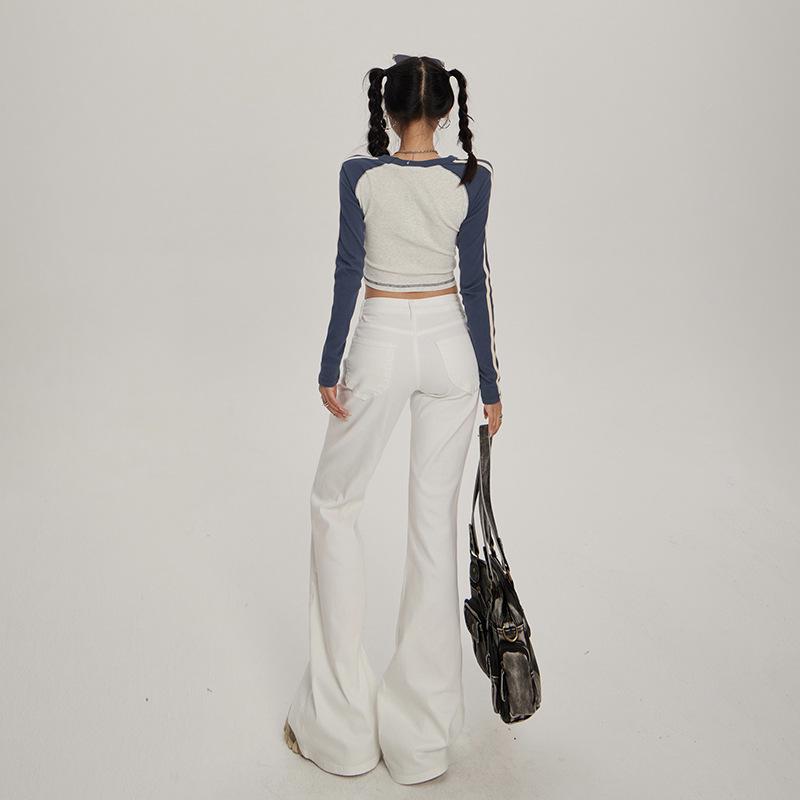 Women's 2025 Low-Waist Slim Fit Flared Jeans - Black, No-Slip, Elastic, Leg-Slimming, Spring Style