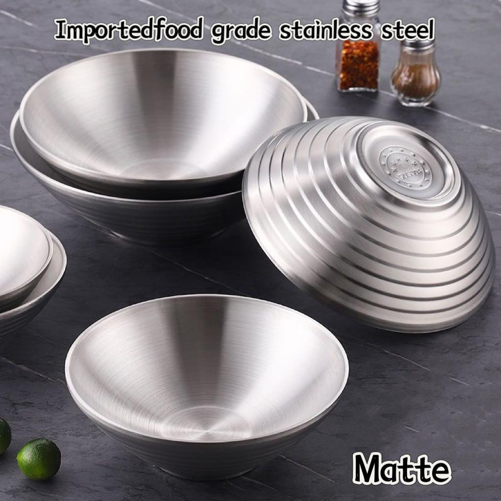 Household Korean Style Metal Salad Fruit Noodle Mixing Bowl 20CM Stainless Steel Gold Large Round Soup Ramen Bowl