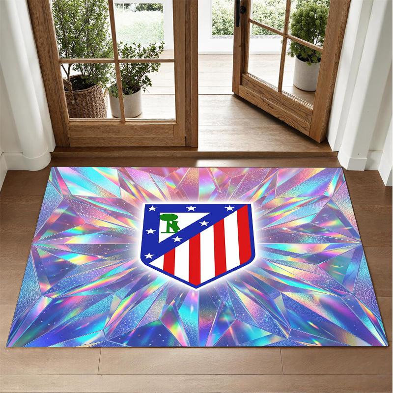 Atletico Madrid Design Crystal Velvet Rug Soft Decorative Mat for Bedroom Entrance