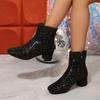 Fashion Best-selling Women's Thick-heeled Short Boots Fall and Winter Fashion Bright Rain Boots Casual Zipper Solid Color Fashion Boots.