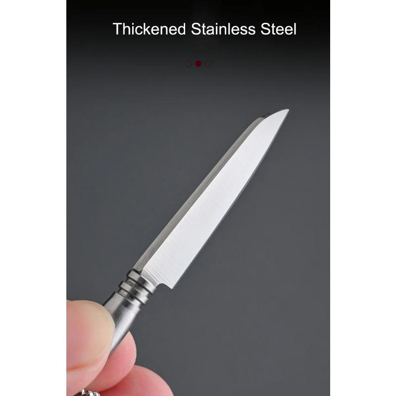Mini Stainless Steel Sharp Blade Fixed Blade Knife Portable Pocket Keychain Unpacking Knife Camping Survival With Leather Case
