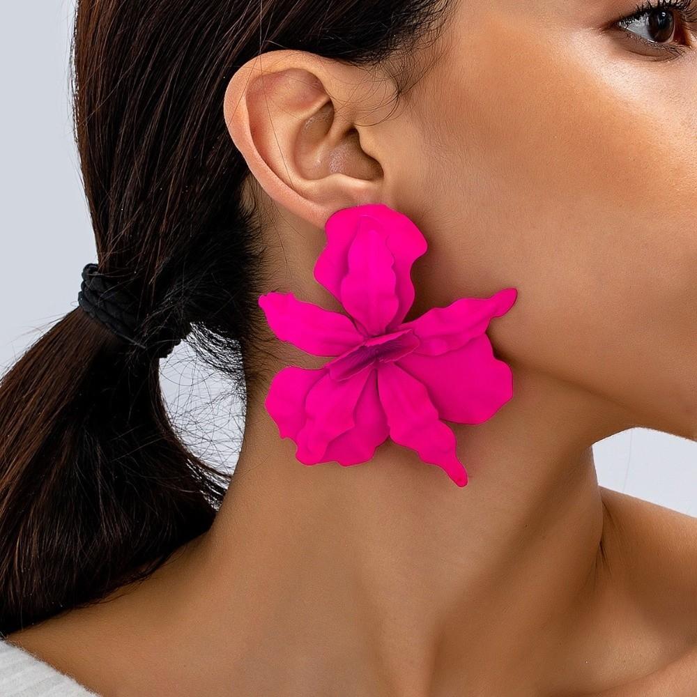 Pleated Large Flower Earrings Irregular Ear Accessories Exaggerated Flower Earrings Party
