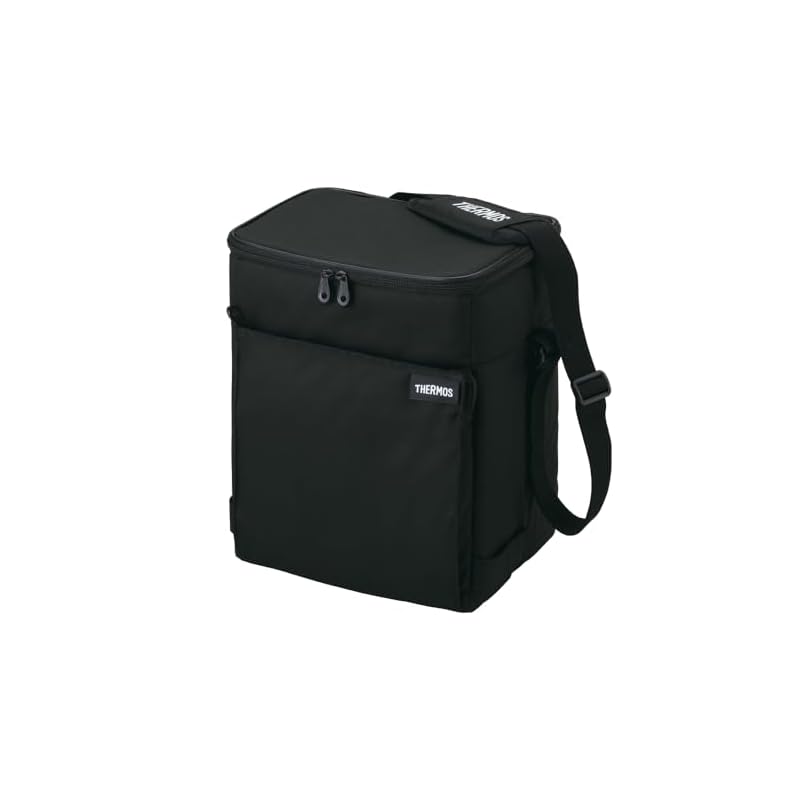 Thermos Soft Cooler 15L All Black Insulated Bag, 5-Layer Insulation, Foldable and Compact, Water-Repellent Fabric, Box Type, Large Capacity Model