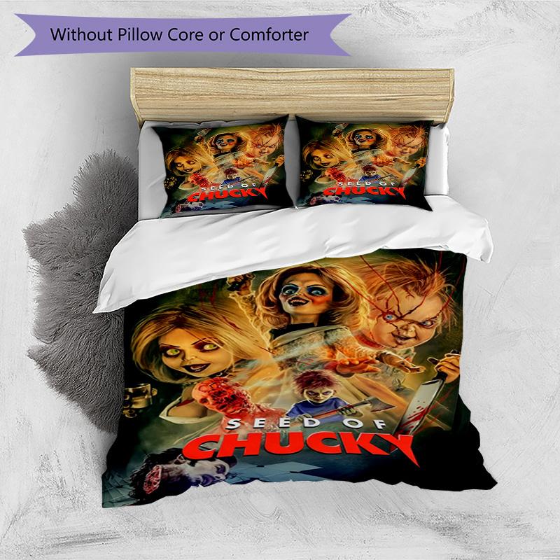 3-teiliges Bettbezug-Set (1 * Bettbezug + 2 * Kissenbezug, ohne Kern), Chucky Druck Bettwäsche Set, Schlafzimmer Dekor, Ganzjahres, Geburtstagsgeschenk