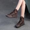 GKTINOO 2025 Spring/Summer New Hollow-out Breathable Retro Short Boots Genuine Leather Thick Soled Women's Shoes
