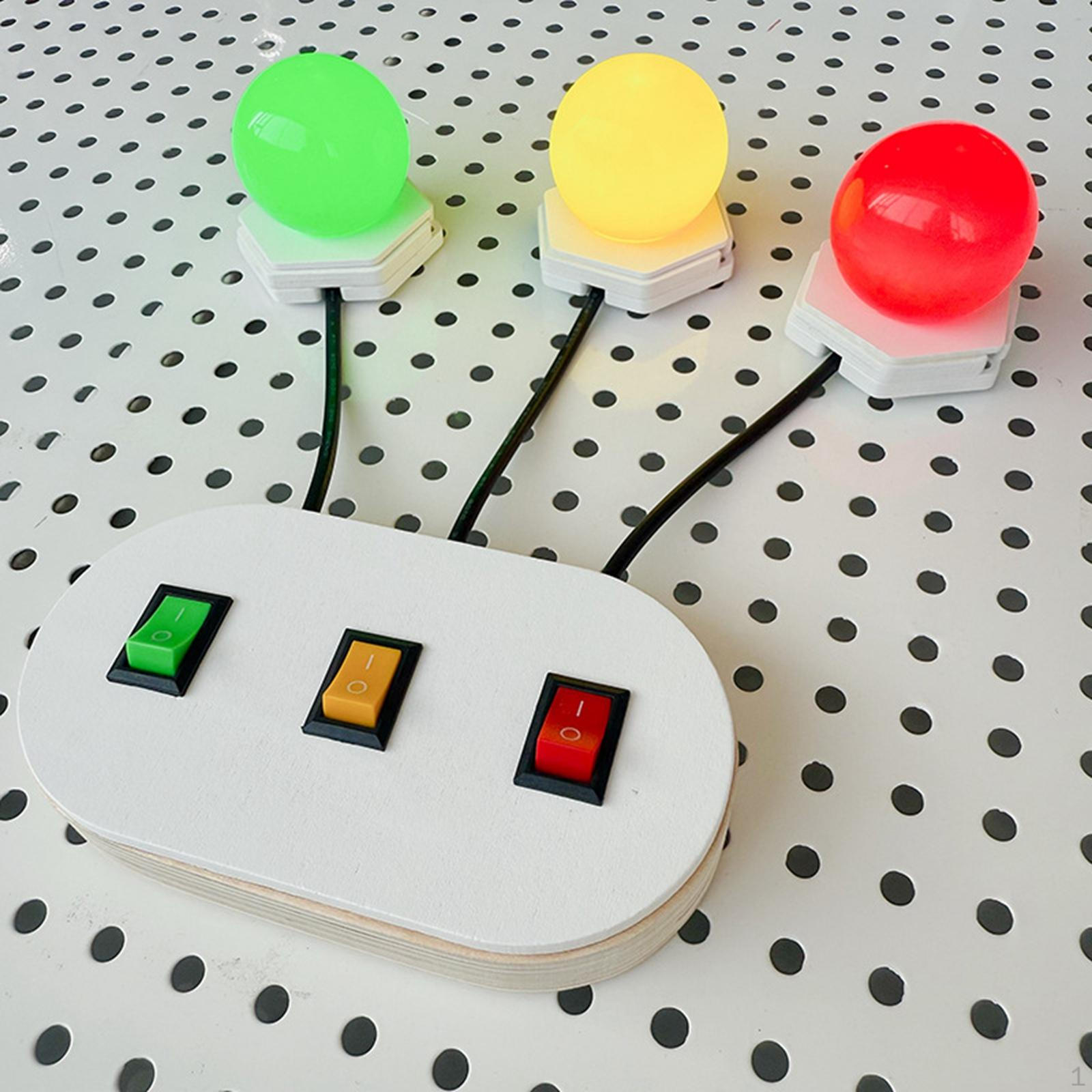 

Light Switch Sensory Board, Busy Board Accessories, Three Color Lights Early Learning Toy