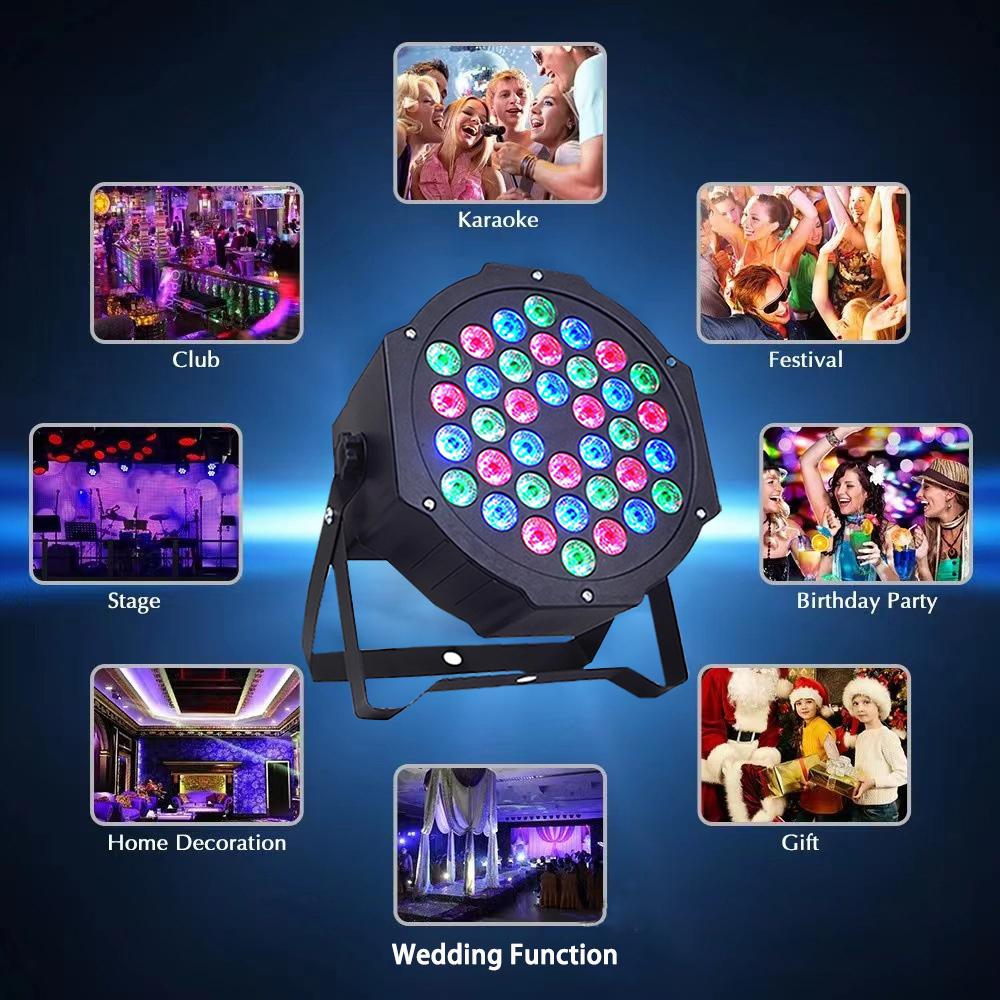 1/5/10PCS LED Colorful Dyeing Stage Lights 0.75W*36 Full Color Remote Control Lamp Wedding Par Performance Surface Light Flash