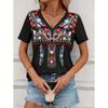 Summer women's short sleeved V-neck T-shirt fashionable