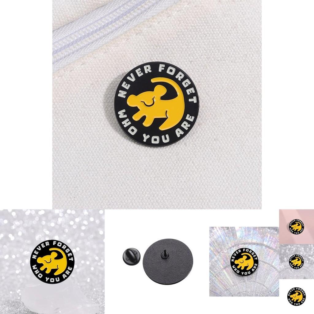 Stylish And Fun Geometric Round Never Forget Who You Are Cartoon Dog Metal Pin