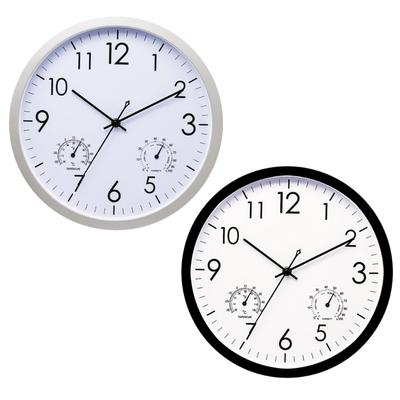 12-Zoll Runde Wanduhr für Innen und Außen mit Thermometer und Hygrometer für Garten Dekorative Home Hängeuhr