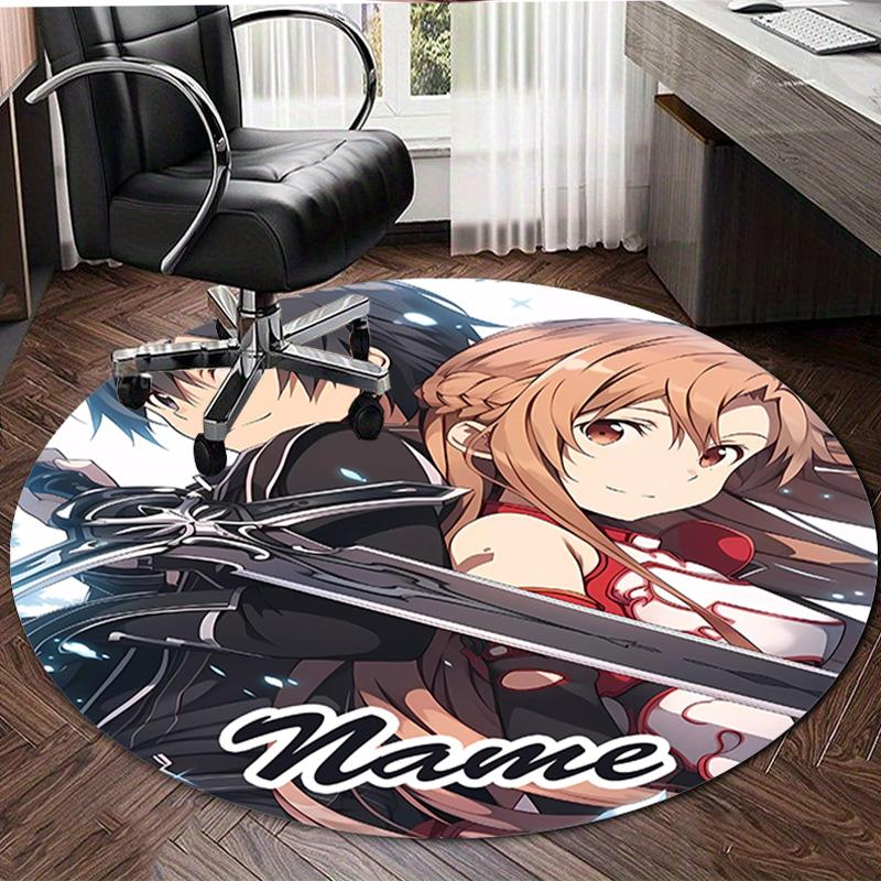 Personalized S-Sword Art Online Round Chair Office Rug - Perfect for Mat, Office Chair & More - Ideal Gift for Birthdays and Holidays