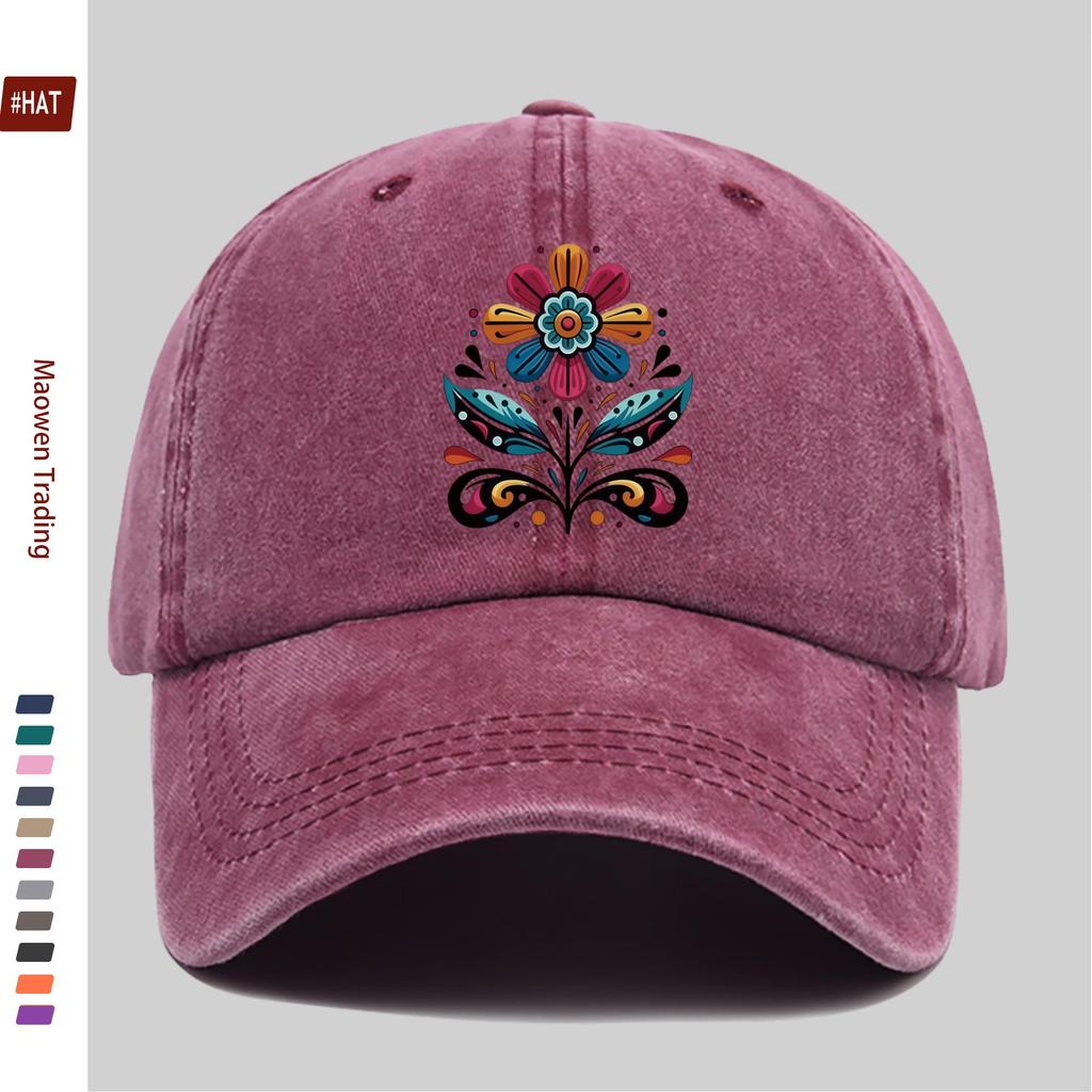 pc Colorful Floral Pattern Printed Baseball Cap Ethnic Style Artistic Vacation Fashion Design Sun Hat Party Decor Hat Comfor