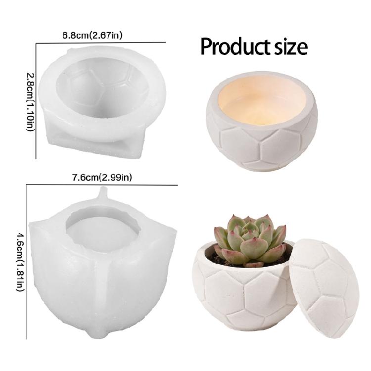 Soccer Shape Silicone Candle Molds Football Resin Jar Mould With Lid For Crafting Candle Soaps And Festival Decoration
