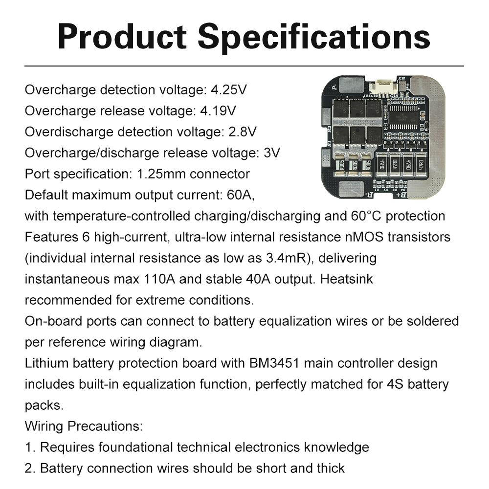 4S 60A BMS 3.7V  PCM  Battery Protection Board BMS PCM With Balance for Lithium LicoO2 Limn2O4 18650 Li Battery