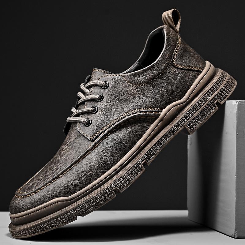 

Весна и лето 2024 года ручной работы корейская версия повседневная деловая кожаная обувь уличная ретро шнуровка рабочая мужская обувь 44 бронзовый