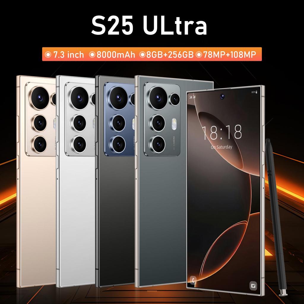 S25 Ultra Mobile Phone: 7.3-inch Large Screen, Built-in Pen, 8+256GB, Global Bestseller