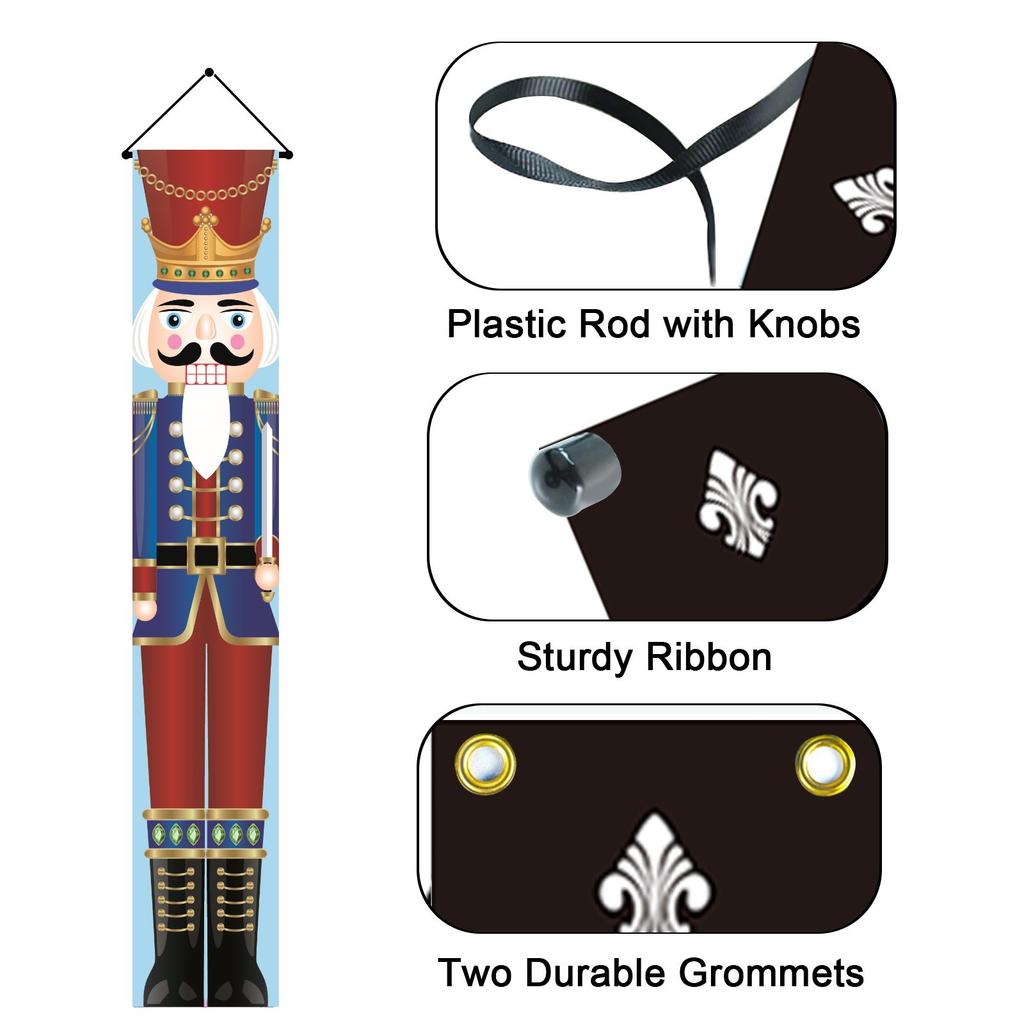 1 Pair, Nutcracker Christmas Decorations Outdoor Xmas Decoration - Life Size Soldier Model Nutcracker Banners For Front Door Porch Ga