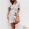 Polka Dot Dots Lacing Chiffon Short Sleeve Dress Female Dot Printed V-neck Chiffon Dress