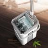 Stainless Steel Handle Lazy Mop Flat Squeeze Bucket Set with Long 360-Degree Rotation Dry Wet Use Tile Floor Cleaning Wringer Kit Family-Friendly Tool