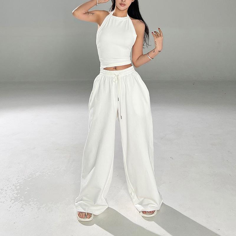 

Американская Острая Девушка Повседневные Широкие Штаны в Пол со Средней Посадкой - Женский Свободный, Стройнящий и Универсальный Стиль. Medium белый