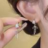 Zircon love bow fringed ear buckle niche design exquisite earrings light luxury high-end versatile earrings