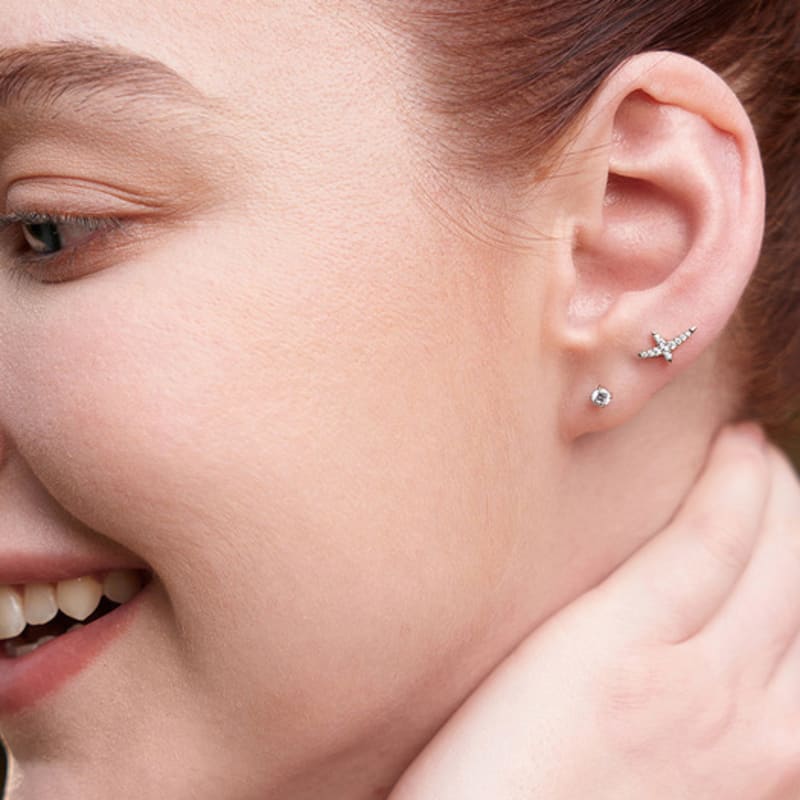 ANIA HAIE Kiss Pave 925 Silver Stud Earrings E057-02H