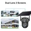 Solar-powered Charging Monitor, Wireless WIFI 4G Camera with Night Vision, High-definition Dual-lens Dual-view Home Security Camera.