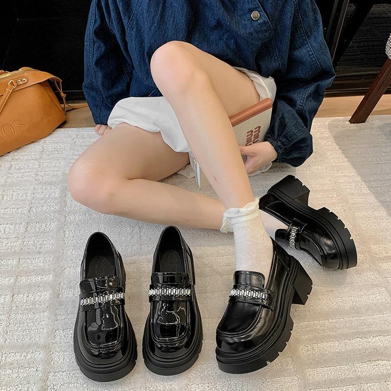Thick-soled heightening women's autumn new small versatile retro small leather shoes