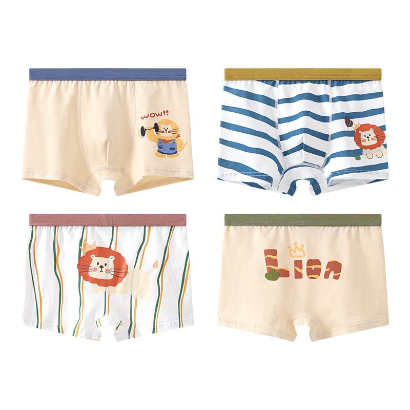 

4 Pcs Boys Cotton Underwear Soft Stretchy Boxer Shorts Breathable Kids Briefs M TO 4XL 4XL