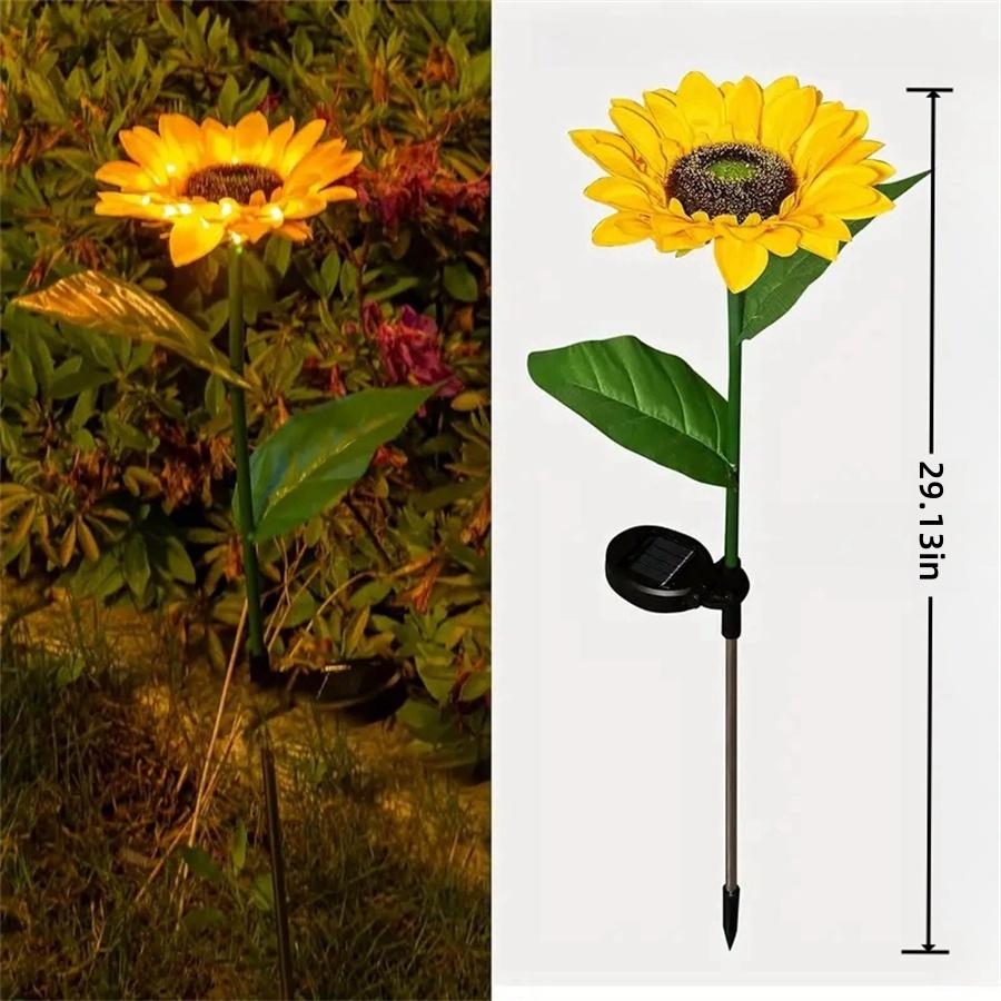 

1 шт. Светодиодные садовые фонари в виде подсолнухов на солнечной батарее, создающие теплую атмосферу, уличное декоративное освещение для патио, газона и двора