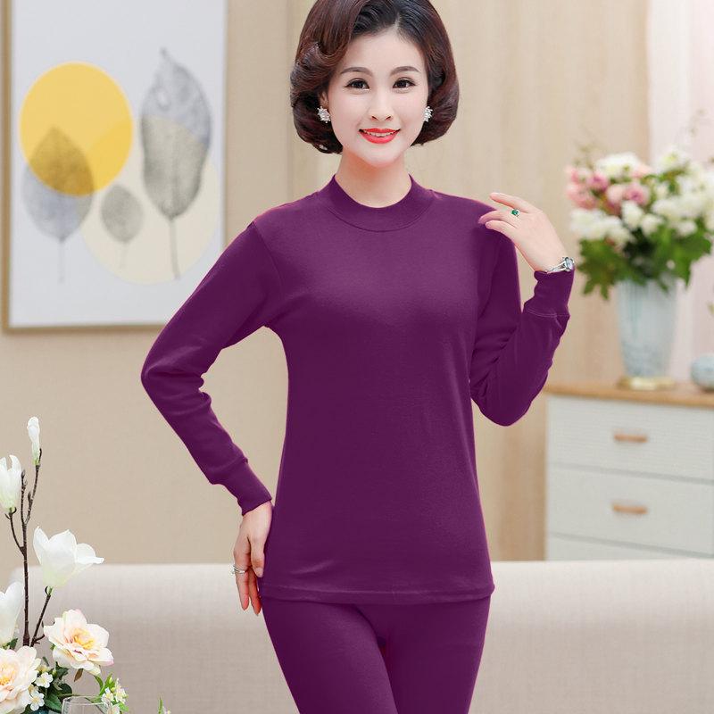 Women's Plus Size Cotton Warm Long Johns Set - Autumn Grandma Style