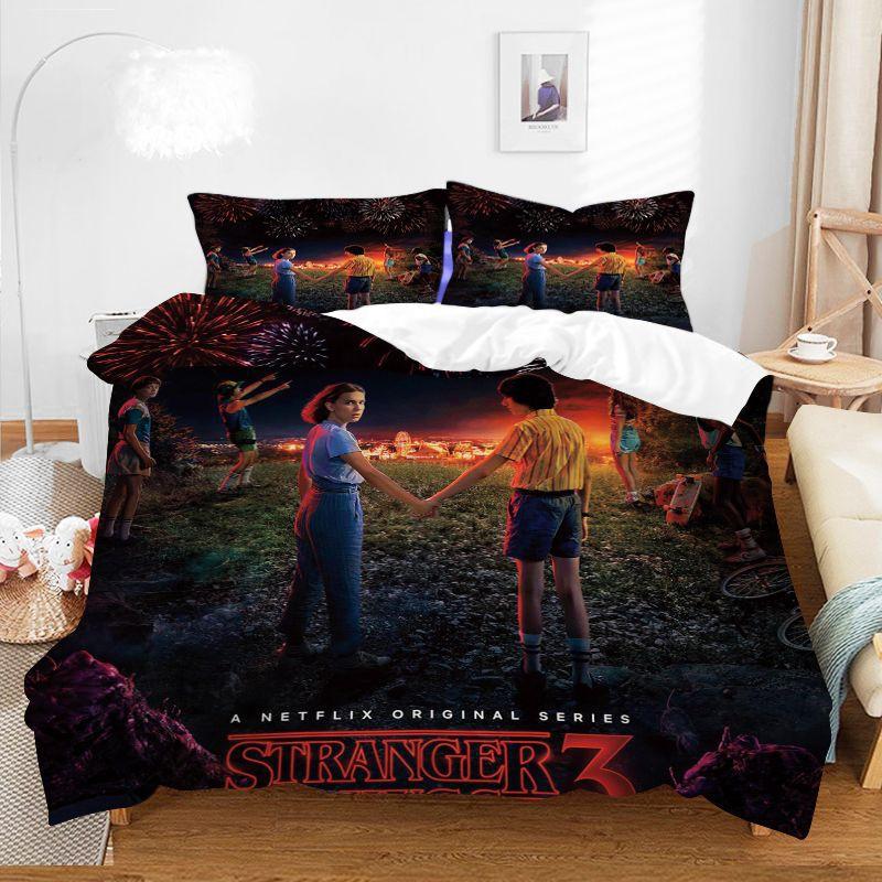 Three-Piece Home Textile Quilt Cover Four-Piece Stranger Things 3D Digital Printing Quilt Cover Pillowcase Bedding