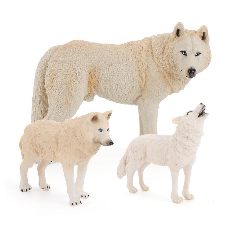 9-Piece Wildlife Park Simulation: Solid Male Wolf, Howling Wolf, White Wolf, and Wolf Cub Figurine Set