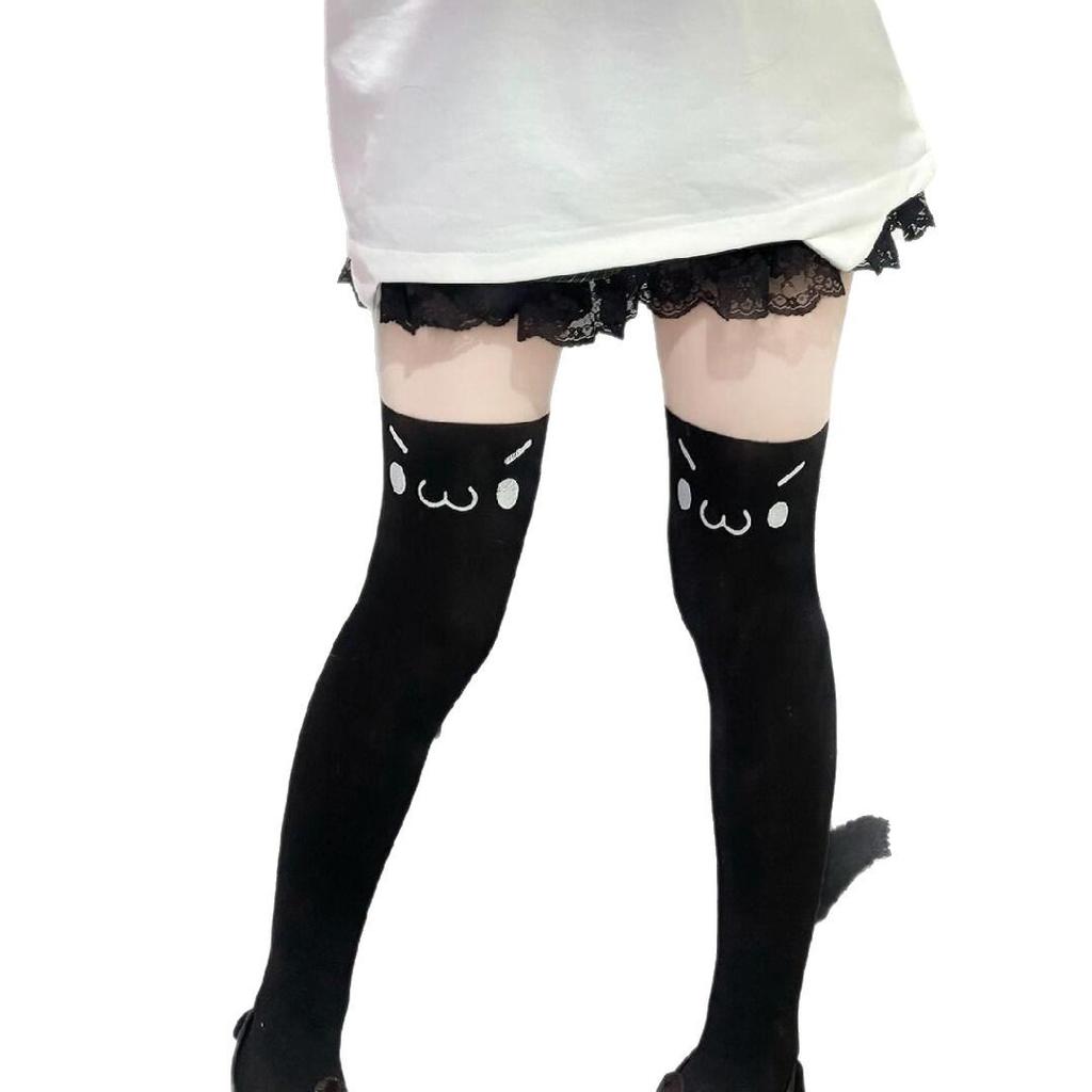 Cute Printed Socks Long Tube Knee Socks Jk Thigh Socks Japanese Two-Dimensional Black Stockings High Tube Socks