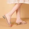 Fashion Summer Glitter Slides Shoes Women Slippers Outdoor Heeled Mules Low Jelly 2024 High Thin Basic Rubber Crystal Rome Shoes